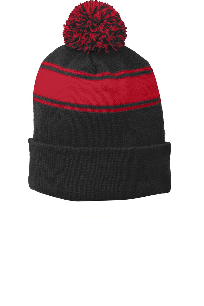 STC28 - Sport-Tek® - Stripe Pom Pom Beanie